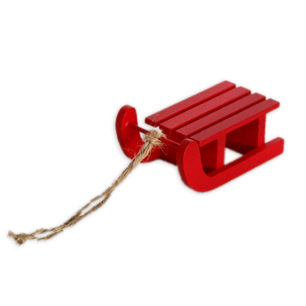 Sáně dřevo závěs 6,5cm červené